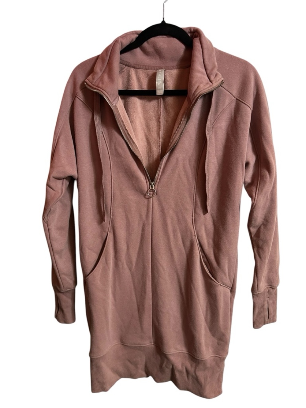 Athleta Dusty Rose Half-Zip Crewneck Sweatshirt Dress